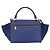 Céline Celine Trapeze in pelle e camoscio Medium Blu - vista 2