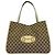 GUCCI GG Logo Horsebit Hardware Tote Bag Braun Beige
