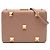 Clutch Valentino Roman Stud in pelle di vitello marrone con tracolla Carne