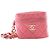 Vanity Chanel Wristlet Case aus rosa gestepptem Lammleder mit Würfelkette Pink