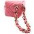 Vanity Chanel Wristlet Case aus rosa gestepptem Lammleder mit Würfelkette Pink - Ansicht 7