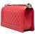 Chanel Boy Flap en piel de cordero perforada acolchada rojo old medium Roja - vista 2