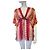 Blusa de seda estampada Antik Batik Castaño Rosa Naranja Crudo
