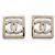 NUEVOS AROTES CHANEL LOGO CC CUADRADOS CON PEDRERÍA PENDIENTES Dorado
