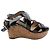 Salvatore Ferragamo Sandali con zeppa in vernice nera Nero - vista 5