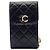 Chanel Mini borsa a tracolla con catena - Porta telefono in pelle di agnello Nero
