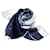 Louis Vuitton Sciarpa lunga in doppio chiffon di seta blu  - vista 4