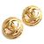 Chanel Vintage Goldplattierte runde CC Logo Clip Ohrringe Gelb - Ansicht 2