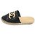 Chanel Mule espadrille da donna in agnello e vitello lucido bicolore nero e beige Marrone - vista 5