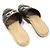 Chanel Mule espadrille da donna in agnello e vitello lucido bicolore nero e beige Marrone - vista 6