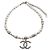 Chanel Collana con pendente a catena di perle con logo CC Nero - vista 2