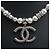 Chanel Collana con pendente a catena di perle con logo CC Nero - vista 4