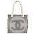 Borsa Tote CHANEL in tela Bianco Argento CC Auth BA12904A - vista 13