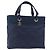 CHANEL Paris Biarritz MM Tote Bag beschichtetes Canvas Navy Silver CC Auth 181519SAV Silber Marineblau