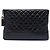 Chanel Black Large Aged Calfskin Gabrielle O Case Clutch Nero