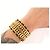 BRACCIALE VINTAGE CHANEL MANCHETTE CHAINE & CUIR ENTRELACE METAL DORE CUFF BANGLE D'oro - vista 8