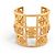BRACCIALE VINTAGE CHANEL MANCHETTE CAGE CAMELIAS IN METALLO DORATO GOLD BANGLE CUFF D'oro