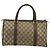 Bolsa Boston GUCCI GG Supreme Web Sherry Line PVC Bege Ouro 39 02 007 Auth 181103 Dourado - vista 2