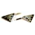Spille per capelli in ottone con logo Triangle di Prada, set da 2 Nero D'oro