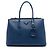 Prada Blue Saffiano Cuir Turnlock Twin Satchel Tasche Blau