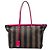 Fendi Roll Tote aus Pequin Canvas in Braun Medium