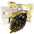 Autre Marque Ring aus Platin und Gelbgold mit Onyx und Diamant Schwarz Golden