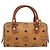 Borsa Boston Mini MCM Vicetos Logogram in PVC e pelle 2way Marrone Oro Auth 181122 D'oro - vista 2