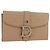 Cartera Bifold Christian Dior de cuero Beige Plata Auth 181514