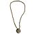 Autre Marque Collana girocollo in perline beige con pendente scolpito