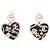 Orecchini Chanel Gold CC placcati oro, perle finte, strass e cuore in resina, a lobo D'oro