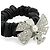 Scrunchie in pelle con nastro Coco Mark e strass CHANEL Nero Argento - vista 4