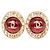 Pendientes de clip Chanel Coco Mark Gripoir Rhinestone Roja Dorado - vista 2