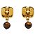 Orecchini a clip Chanel Vintage Coco Mark Marrone D'oro - vista 3