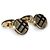 Burberry, gold toned checkered cufflinks Golden Metallic