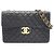 Bolsa de Ombro Chanel Black Lambskin Large Matelassé 34 Preto