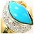 Autre Marque Anello a fascia in oro giallo 18K e platino con turchese e diamante D'oro - vista 2