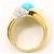 Autre Marque Anello a fascia in oro giallo 18K e platino con turchese e diamante D'oro - vista 3