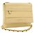 Borsa a tracolla con catena Salvatore Ferragamo in tela e pelle beige oro Auth ka4517A