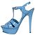 Sandali con plateau in pelle blu Saint Laurent Tribute Taglia 38