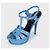 Sandali con plateau in pelle blu Saint Laurent Tribute Taglia 38 - vista 3