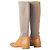 Prada Reitstiefel aus beigem Canvas und Kamelleder mit Logo - Ansicht 3