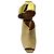 Sandali con tacco block in scamosciato e pelle con borchie beige / oro Fendi - vista 4