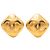 Orecchini Chanel Gold CC placcati oro a forma di rombo con clip D'oro