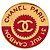 Spilla rotonda Chanel Red CC placcata oro e smalto Rosso