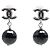 NEW CHANEL MINI CC LOGO PENDANT STRASS PEARL EARRINGS Silvery
