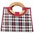 Borsa shopper Fendi Runaway Plaid in tela rossa Rosso - vista 3