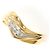Autre Marque 18K Gelbgold- und Platinring mit grünem Diamanten Golden