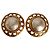 CHANEL 25 Coco Mark Metal Faux Pearl Clip Earrings Golden