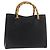 Borsa Tote GUCCI Bamboo in pelle nera e oro 002 0260 Auth 180119 Nero D'oro