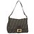 FENDI Zucca Canvas Mamma Baguette Shoulder Bag Black Brown Auth 181871M Marrone Nero